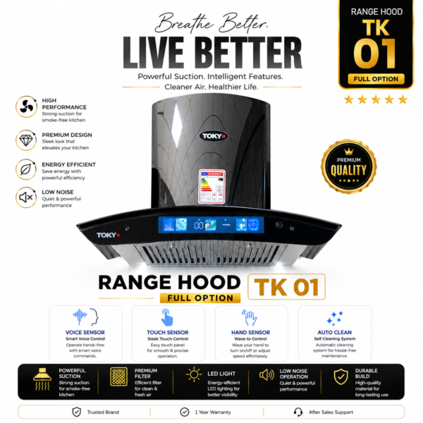 Tokyo Range Hood TK-01 Full Options (Touch & Sensor)